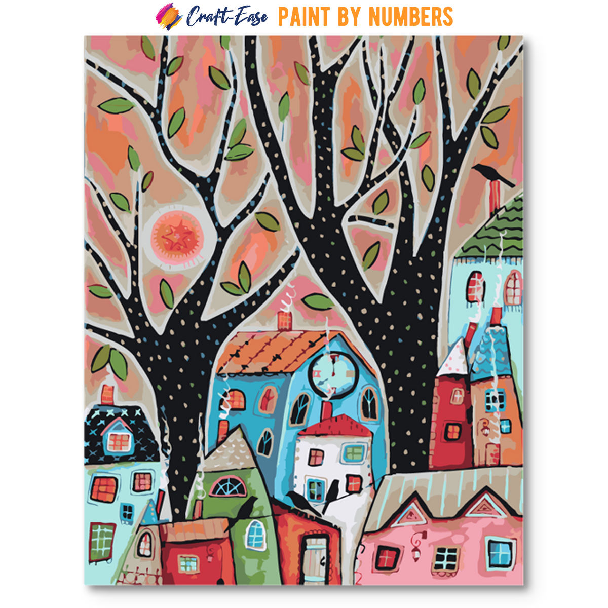 Houses Trees Folk Art Abstract by Karla Gerard