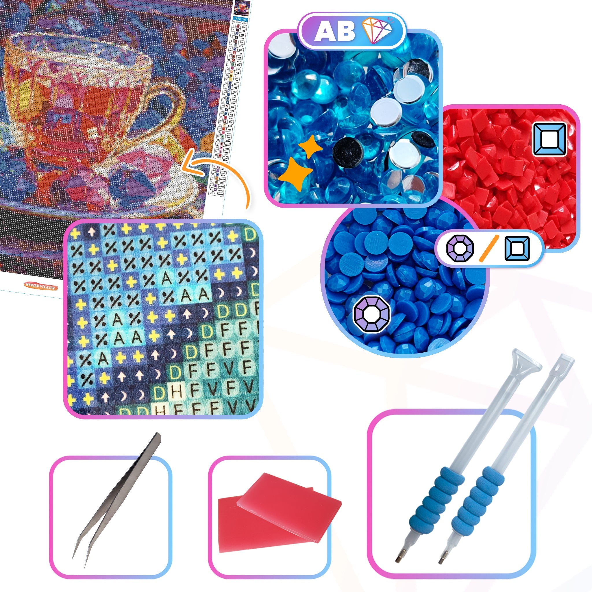 What's Inside Craft-Ease Diamond Painting Kit?