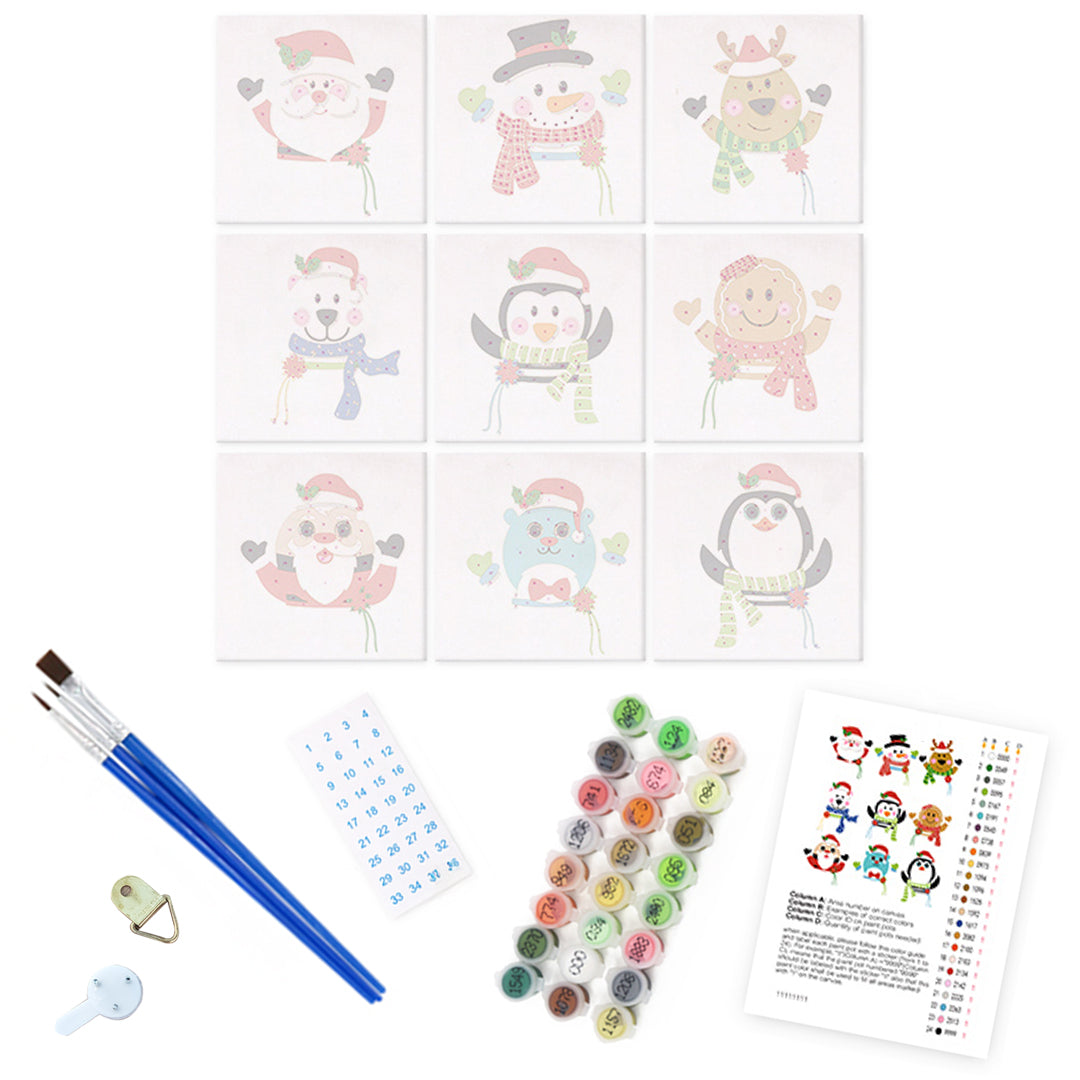 Christmas Icons - Mini Paint By Numbers  (Set of 9)