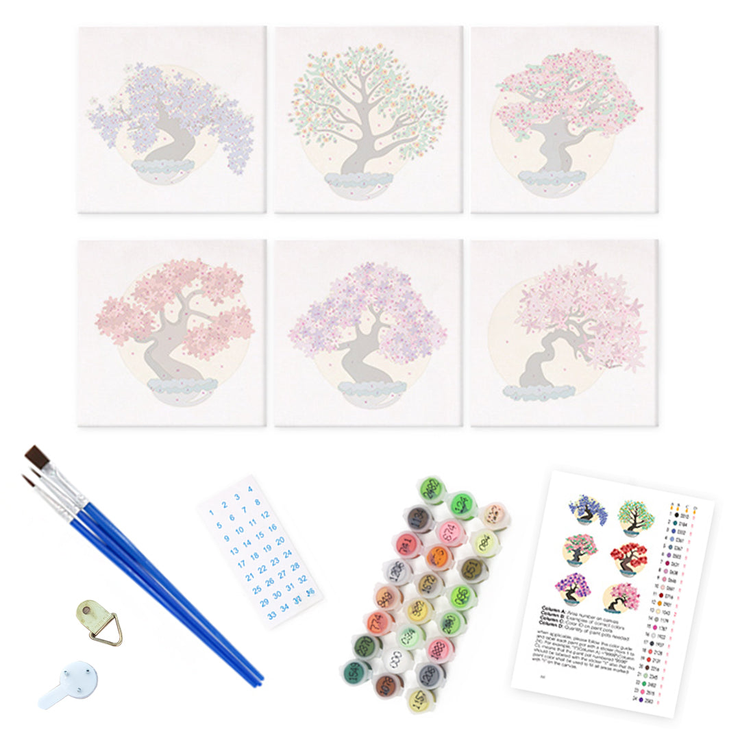 Bonsai Trees - Mini Paint By Numbers  (Set of 6)