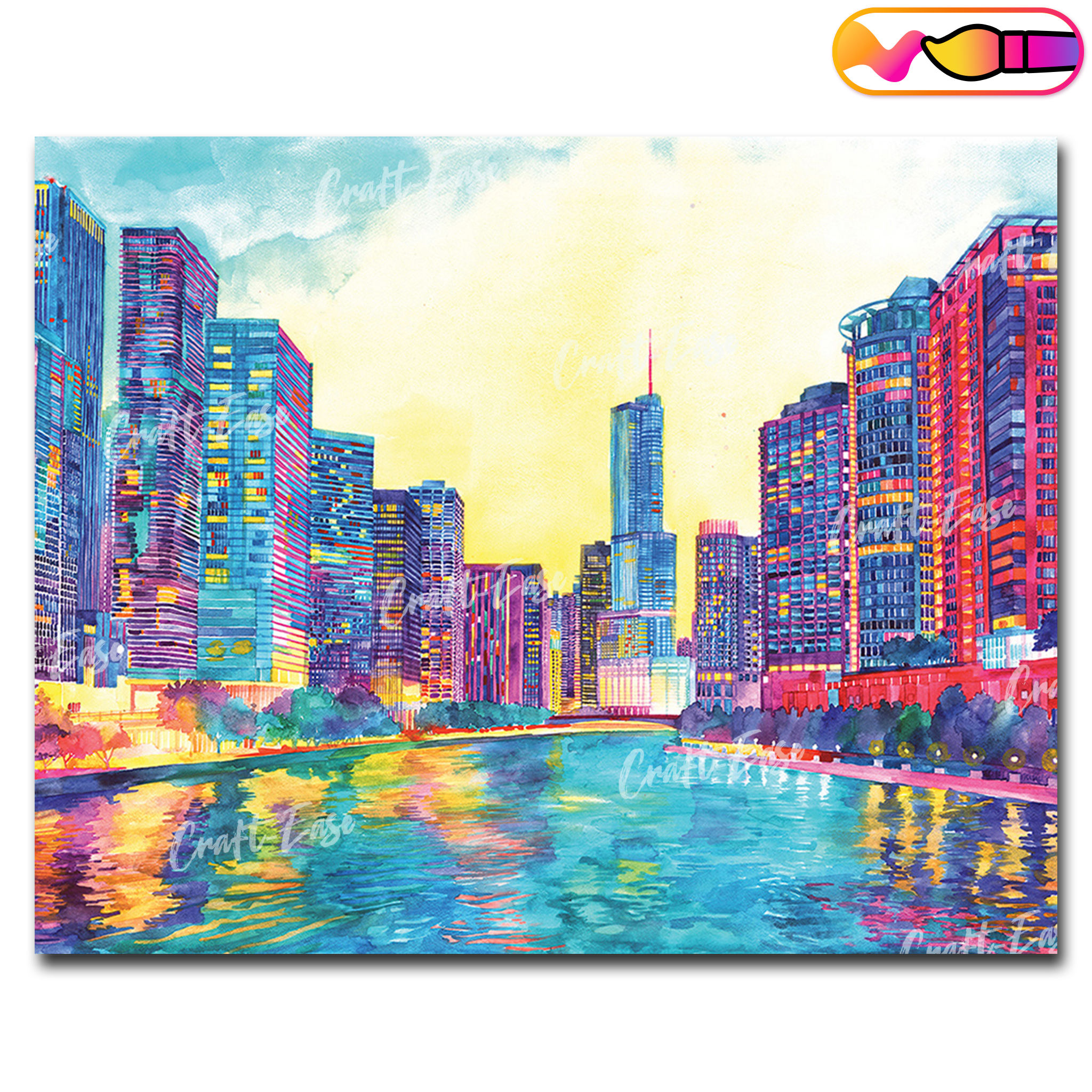 Peinture par numéros "Chicago River" Craft-Ease™ - Série exclusive (40 x 50 cm)