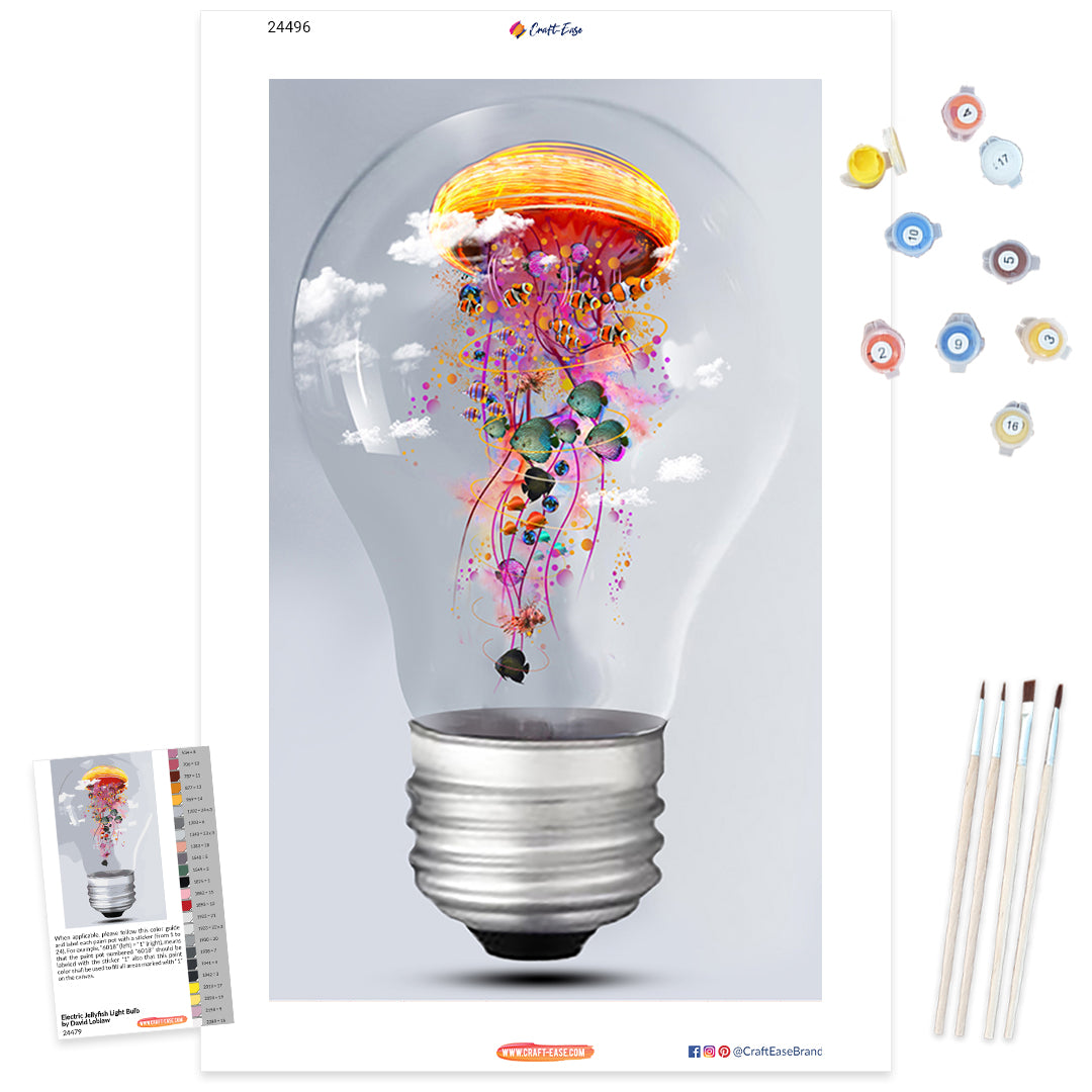 "Electric Jellyfish Light Bulb" Paint By Numbers Craft-Ease™ - Exclusive Series (50 x 30 cm)