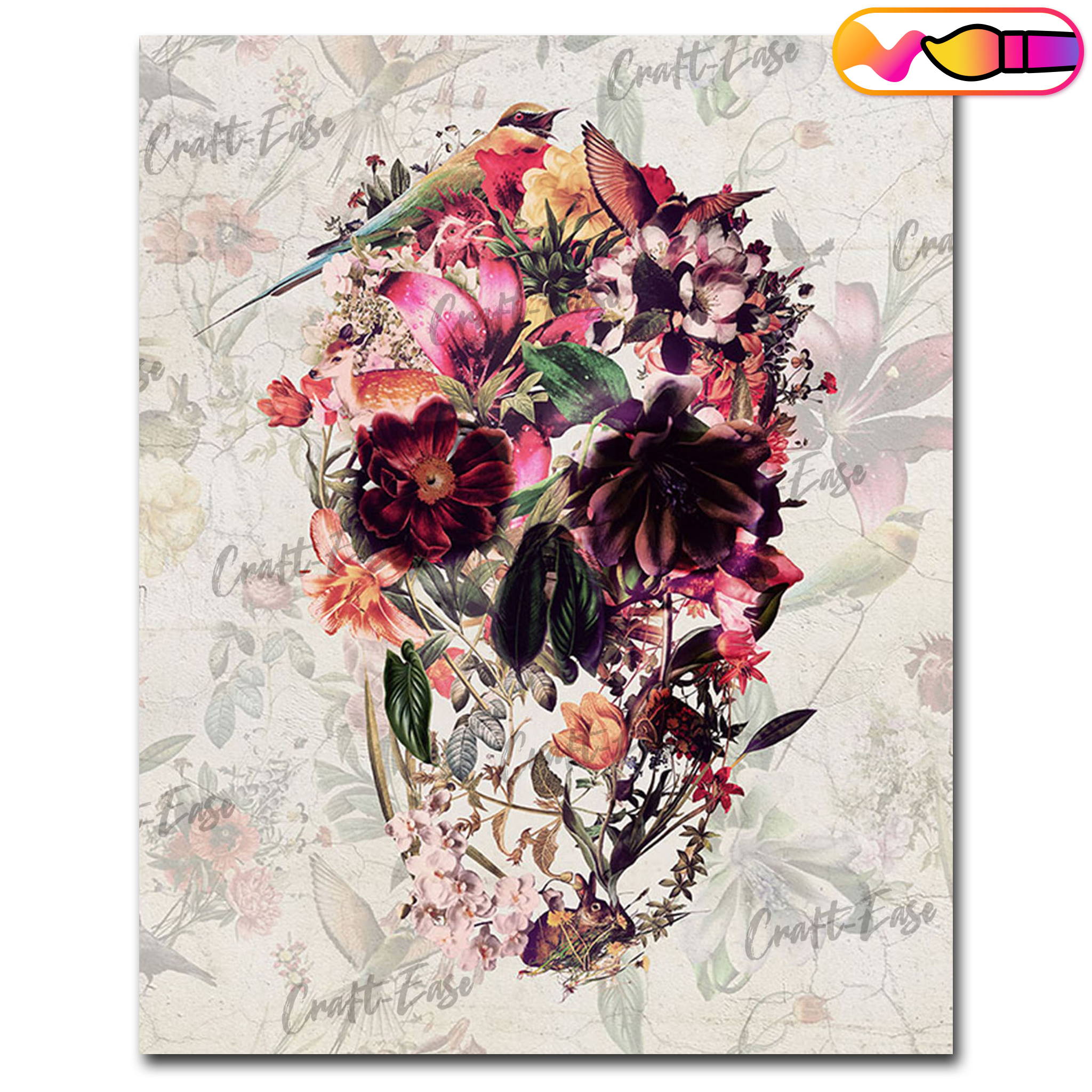 "Flowering Skull" Pintura por Números Craft-Ease™ - Exclusive Series (50 x 40 cm)