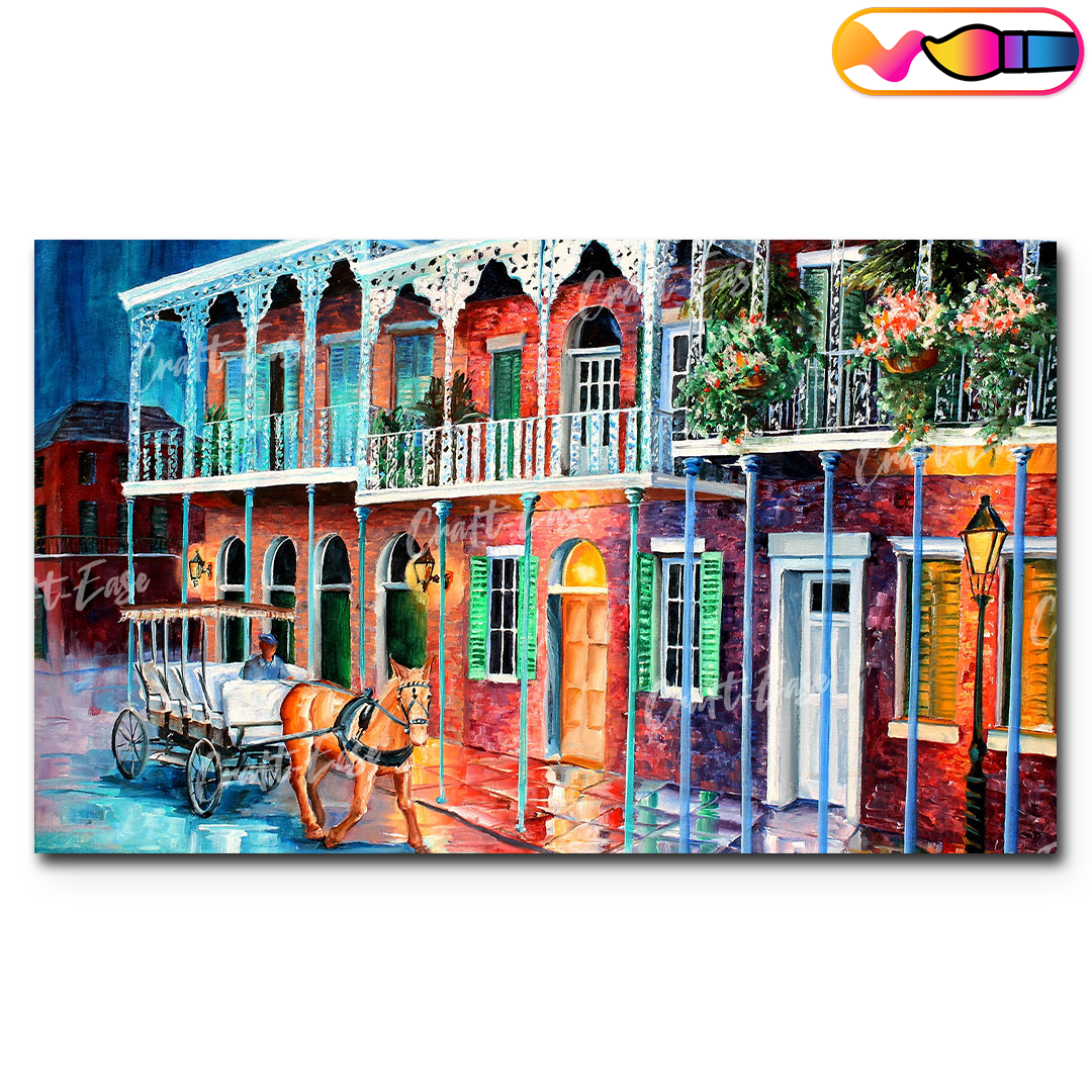 Pintura por números "French Quarter Carriage" Craft-Ease™ - Série Exclusiva (30 x 50 cm)