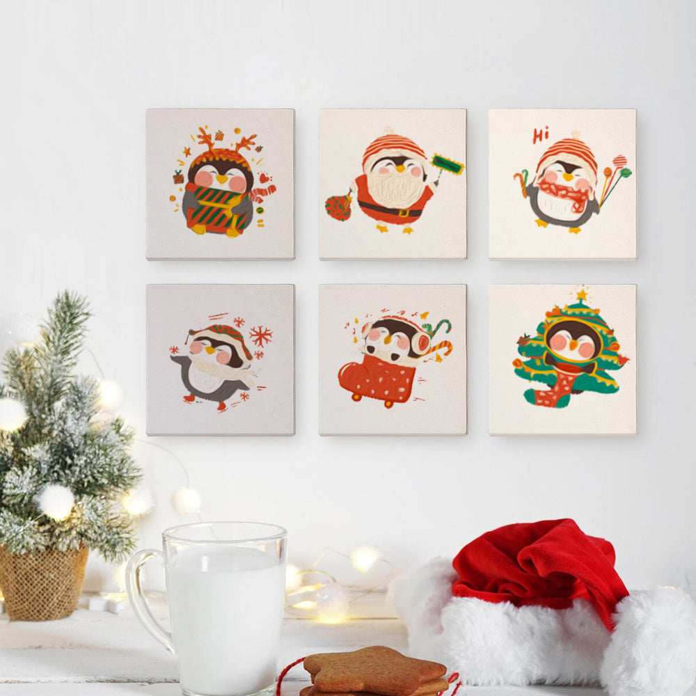 Christmas Penguins - Mini Paint By Numbers  (Set of 6)