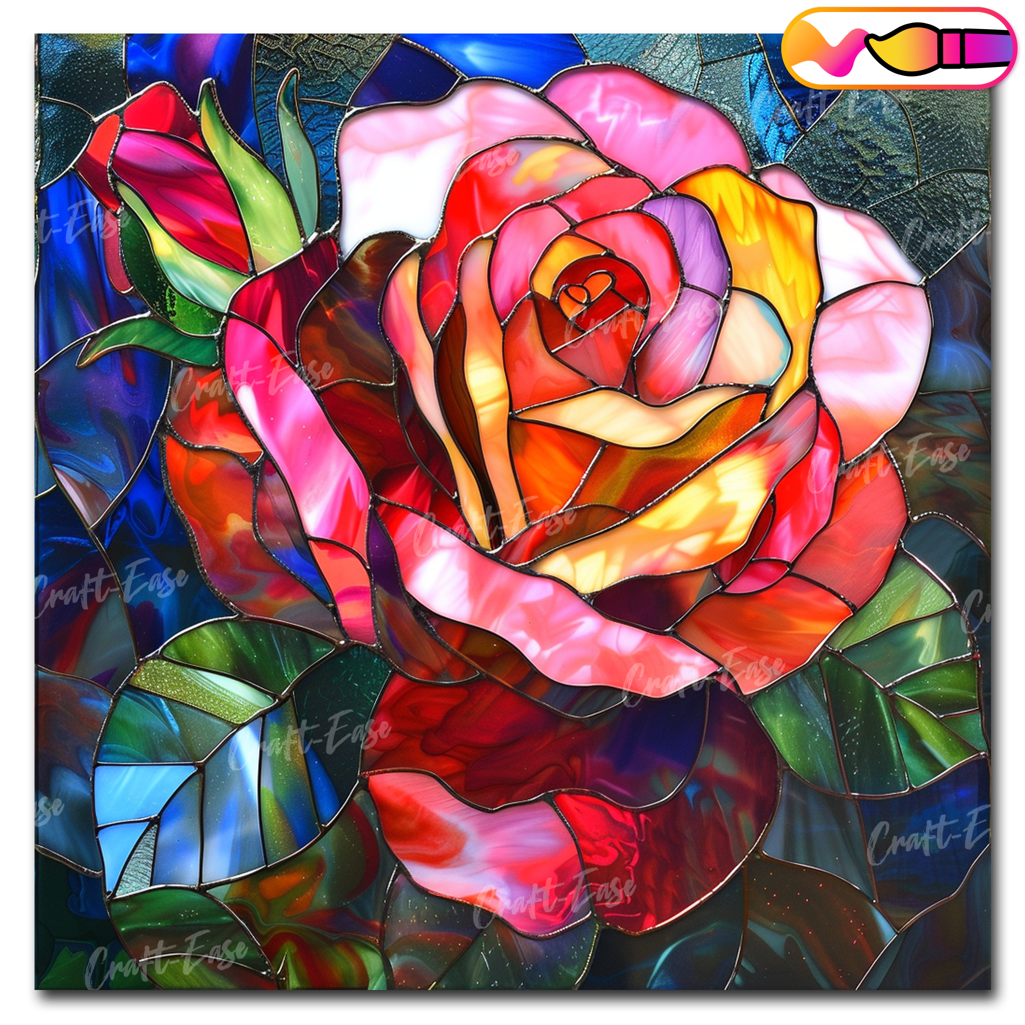 Stained Glass Rose - Paint By Numbers