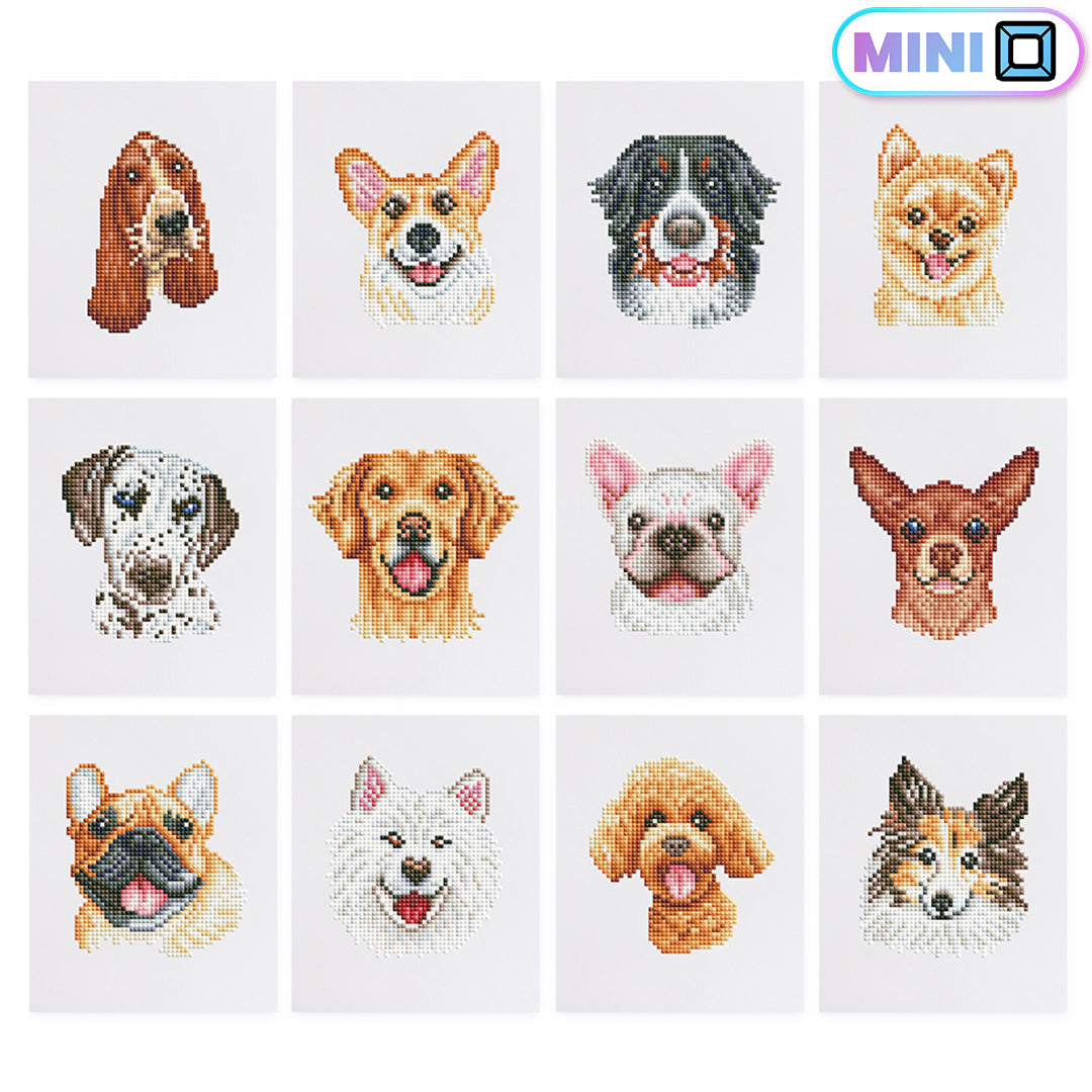 Puppies - Mini Diamond Painting (Set of 12)