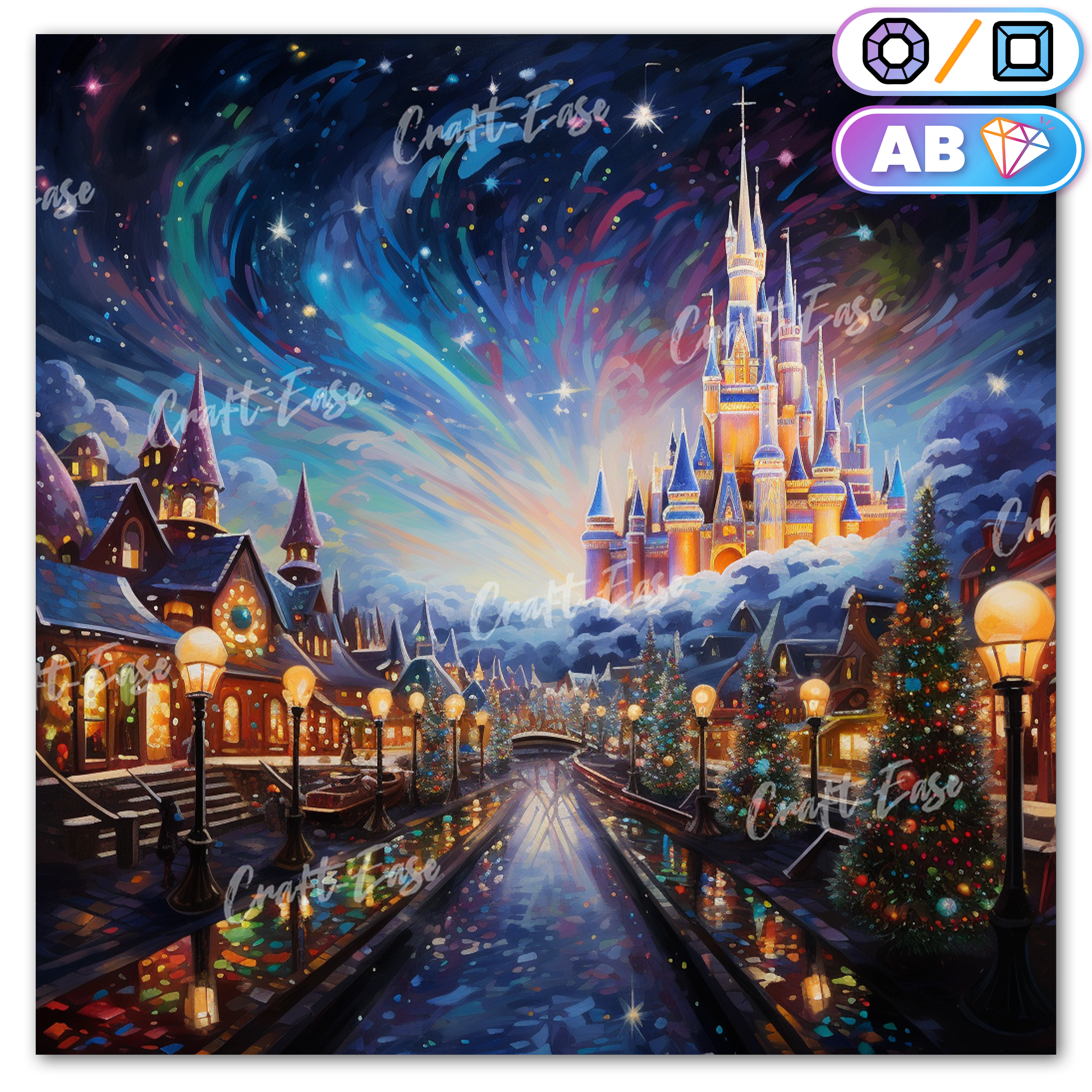 Kit de peinture diamant « Château dans le ciel » Craft-Ease™ (Plusieurs tailles)