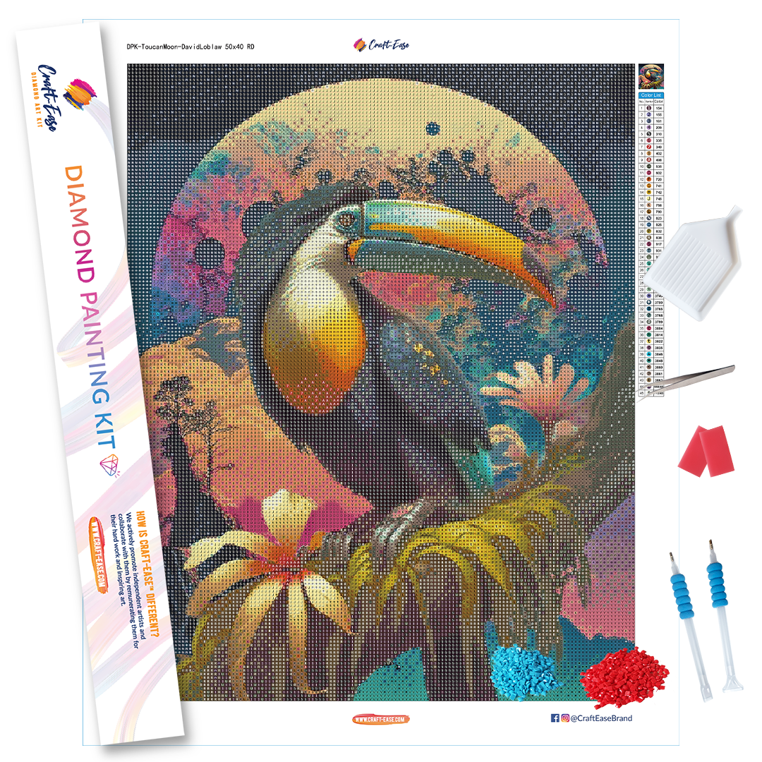 "Toucan Moon" Diamond Painting Kit Craft-Ease™ (Multiple sizes)