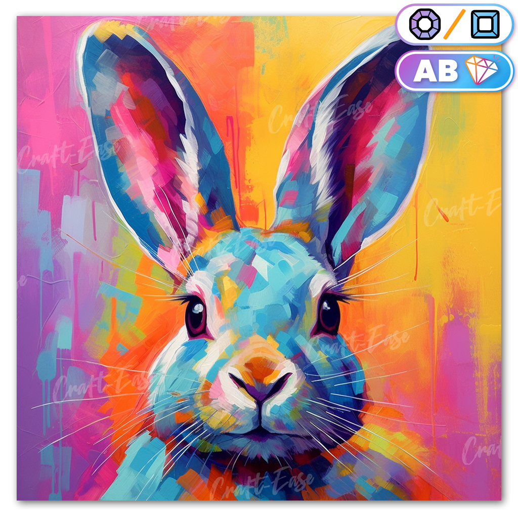 Colorful Bunny Portrait - Kit de pintura diamante