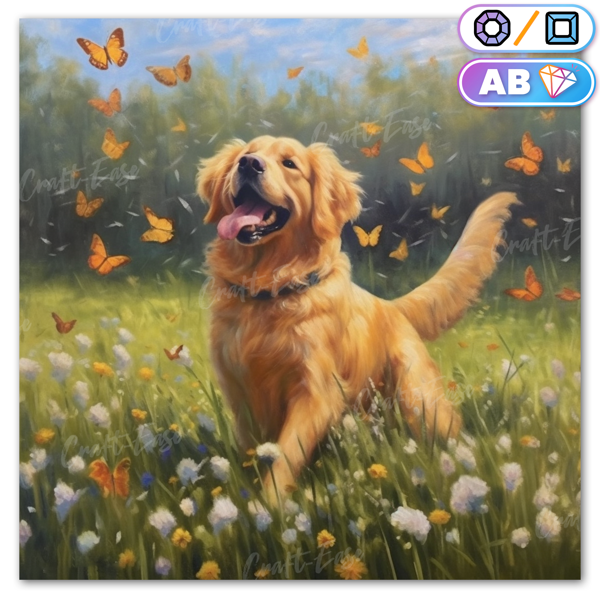 Kit de peinture diamant « Golden Retriever » Craft-Ease™ (Plusieurs tailles)