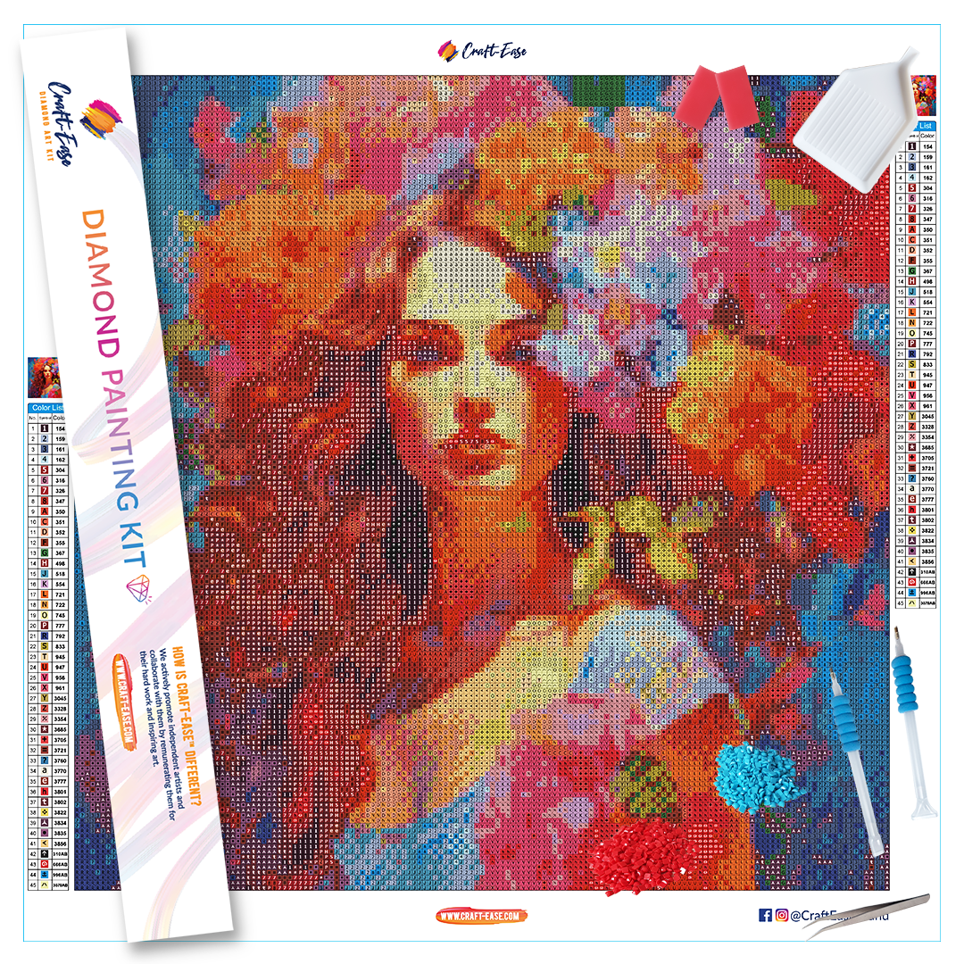 "Head in the Flowers" Diamond Painting Kit Craft-Ease™ (Multiple sizes)