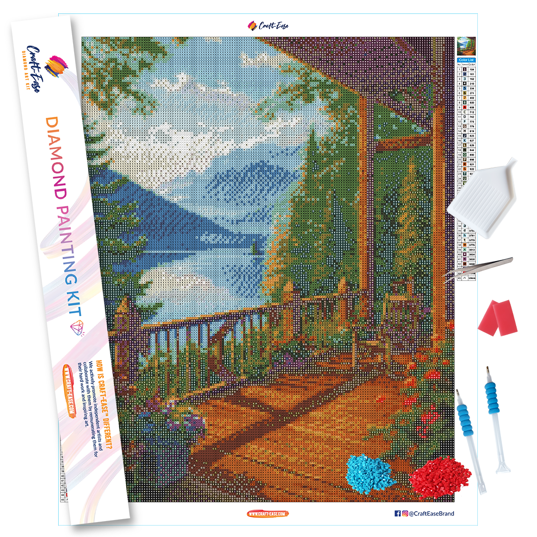 Kit de pintura de diamante "Varanda com vista" Craft-Ease™ (vários tamanhos)