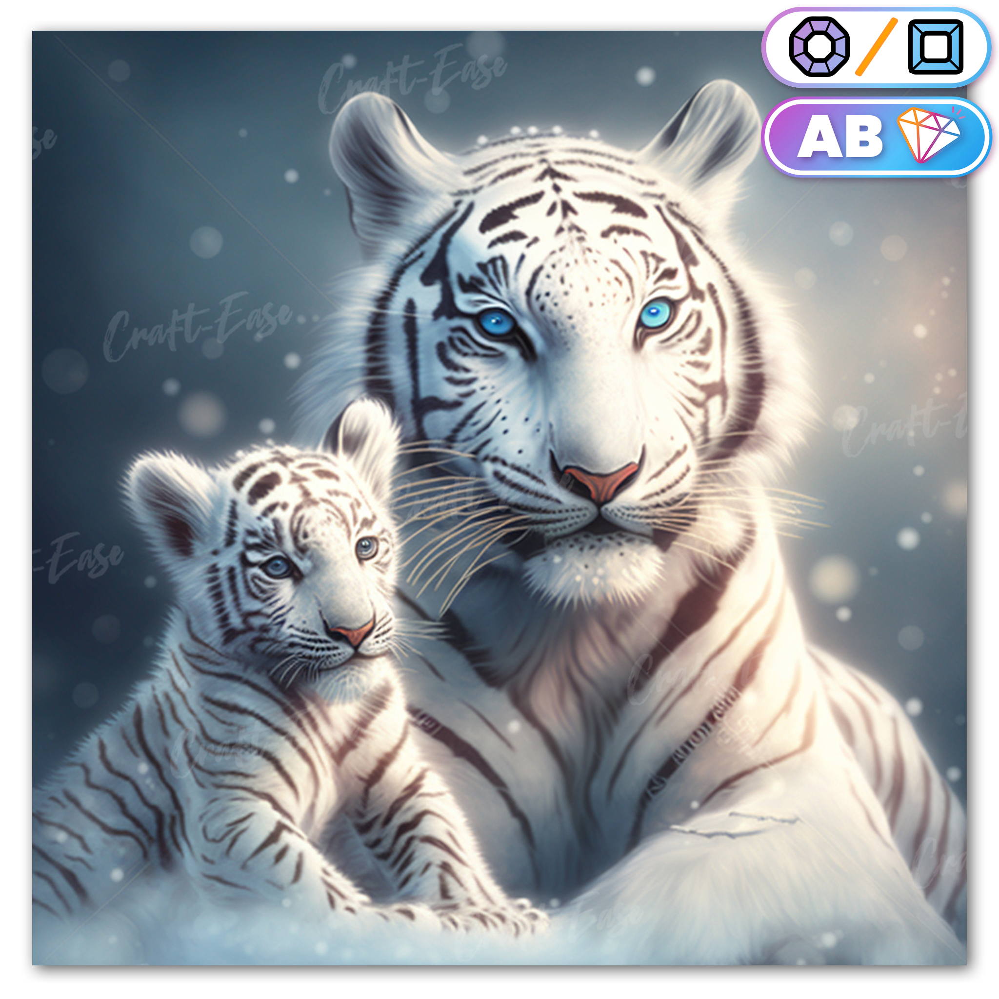 Kit de peinture diamant « Tigre blanc » Craft-Ease™ (Plusieurs tailles)