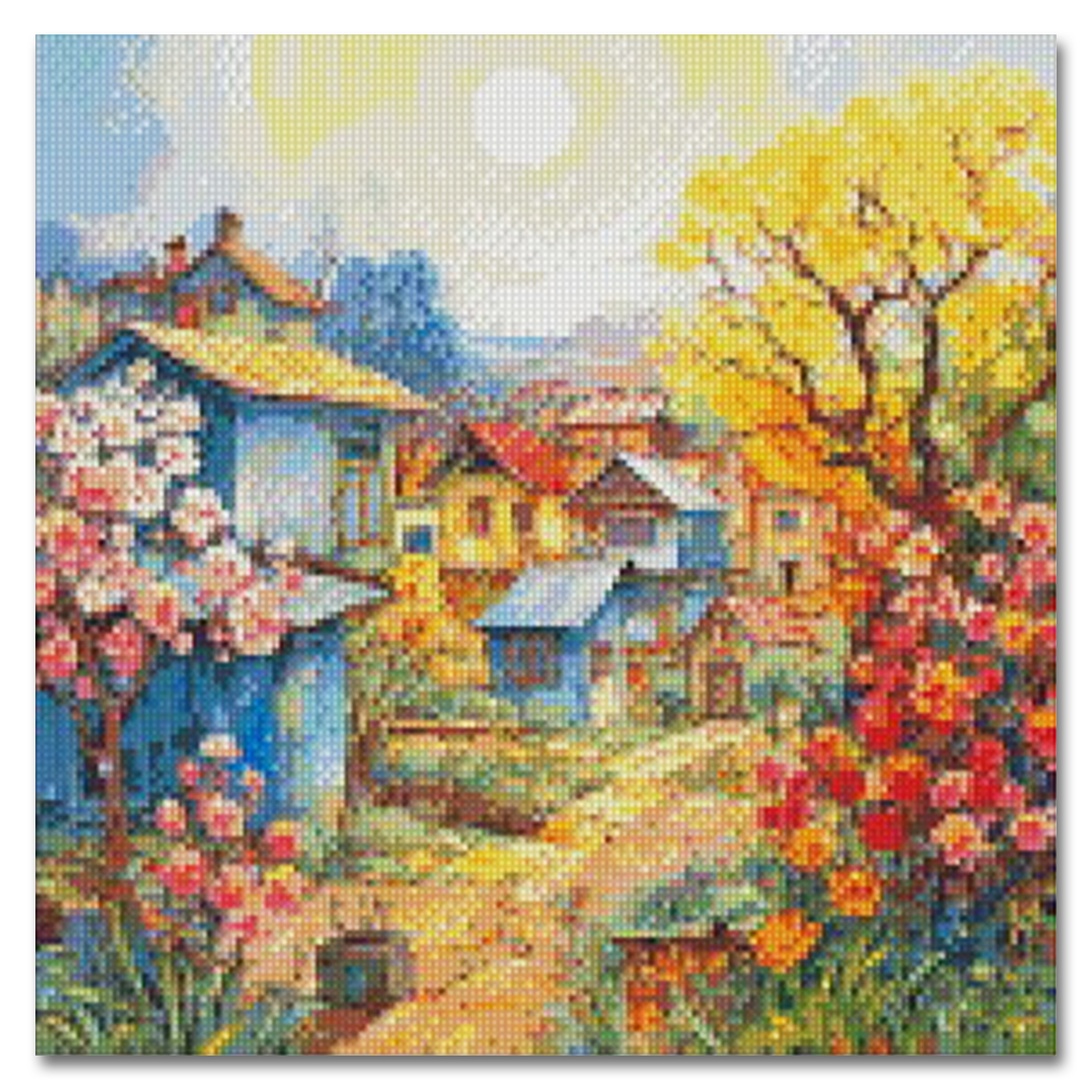 "A Vibrant Village" Diamond Painting Kit Craft-Ease™ (Multiple sizes)