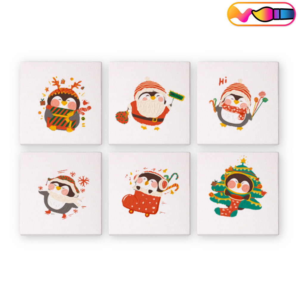 Christmas Penguins - Mini Paint By Numbers  (Set of 6)