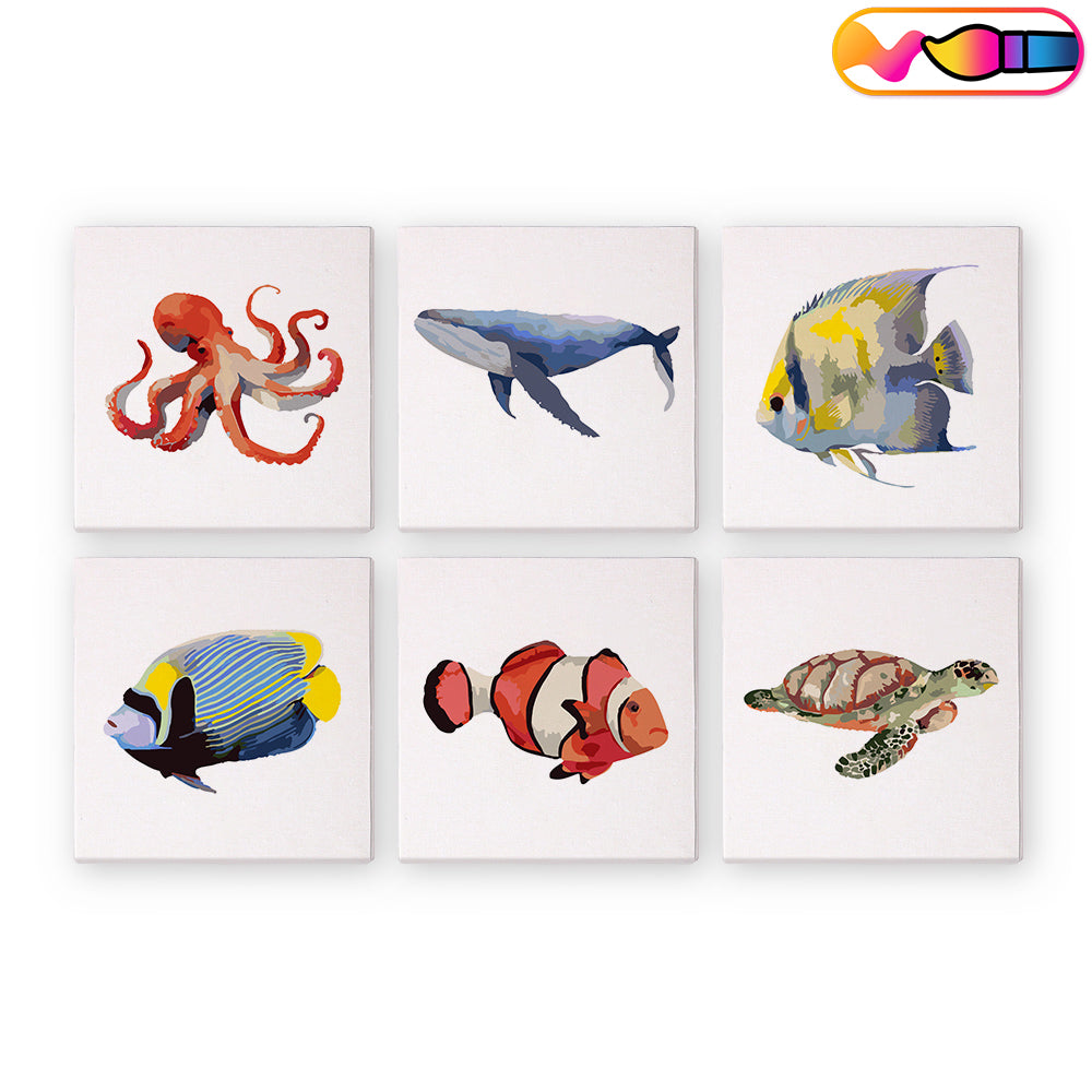 Sea Animals - Mini Paint By Numbers (Set of 6)