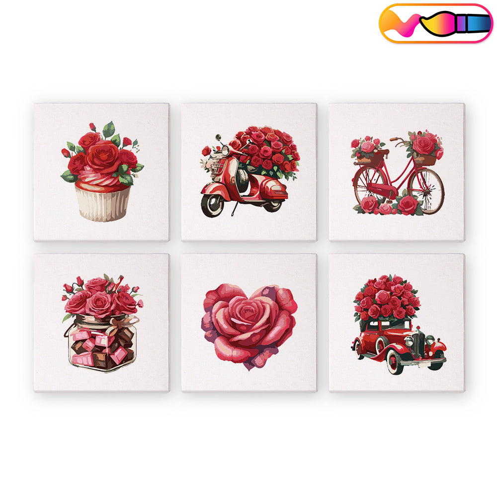 Red Roses - Mini Paint By Numbers  (Set of 6)