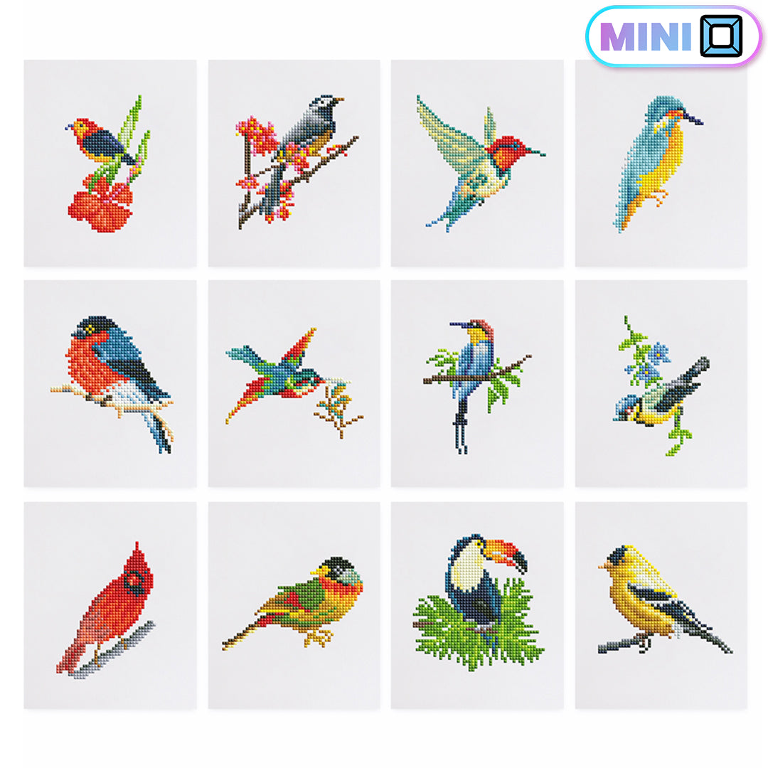 Colorful Birds - Mini Diamond Painting (Set of 12)