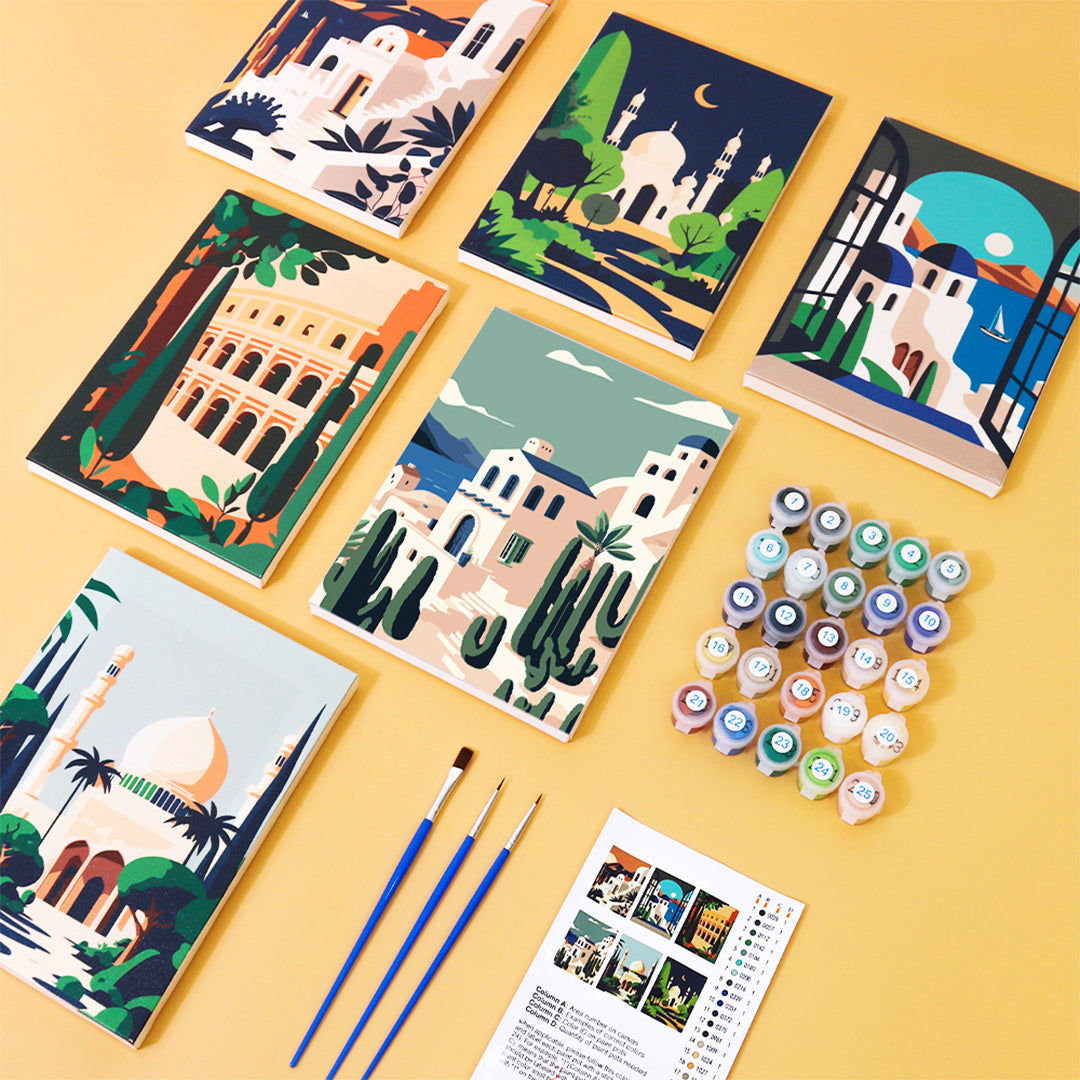 Architecture Landscape - Mini Paint By Numbers  (Set of 6)