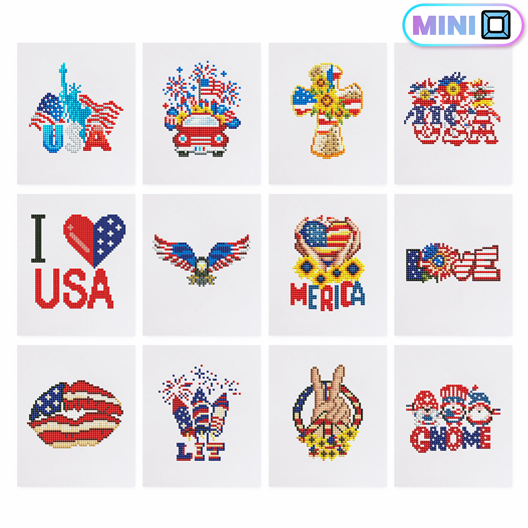 America - Mini Diamond Painting (Set of 12)