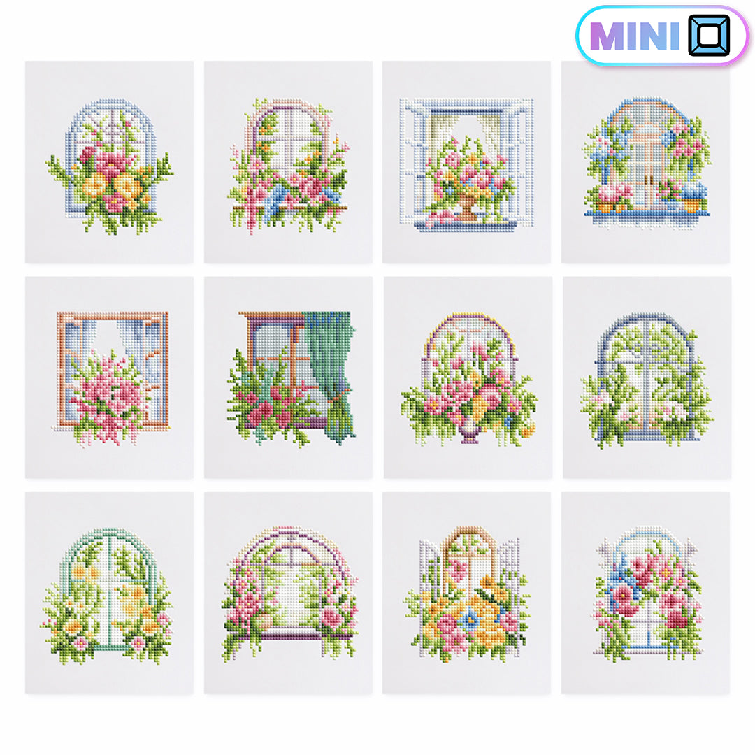 Blooming Windows - Mini Diamond Painting (Set of 12)