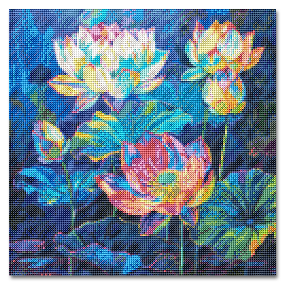 Colorful Water Lilies - Diamond Painting Kit