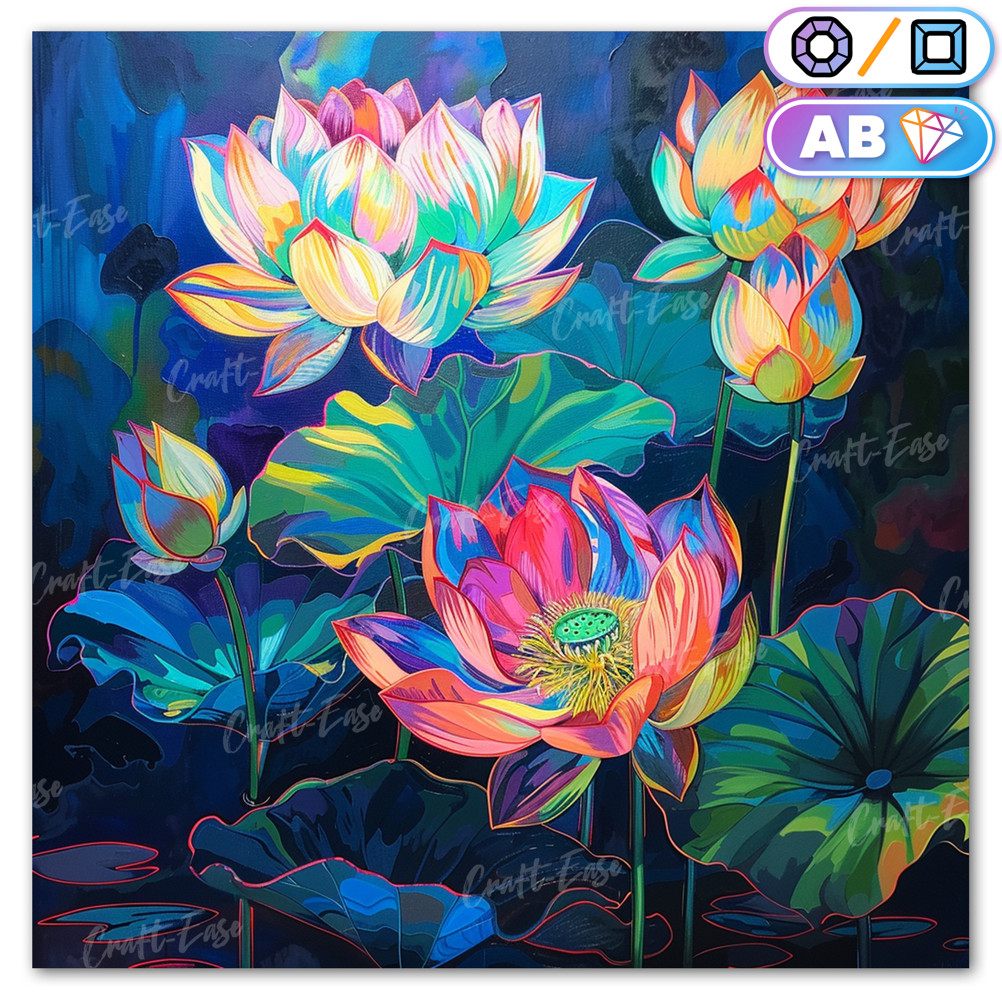 Colorful Water Lilies - Diamond Painting Kit