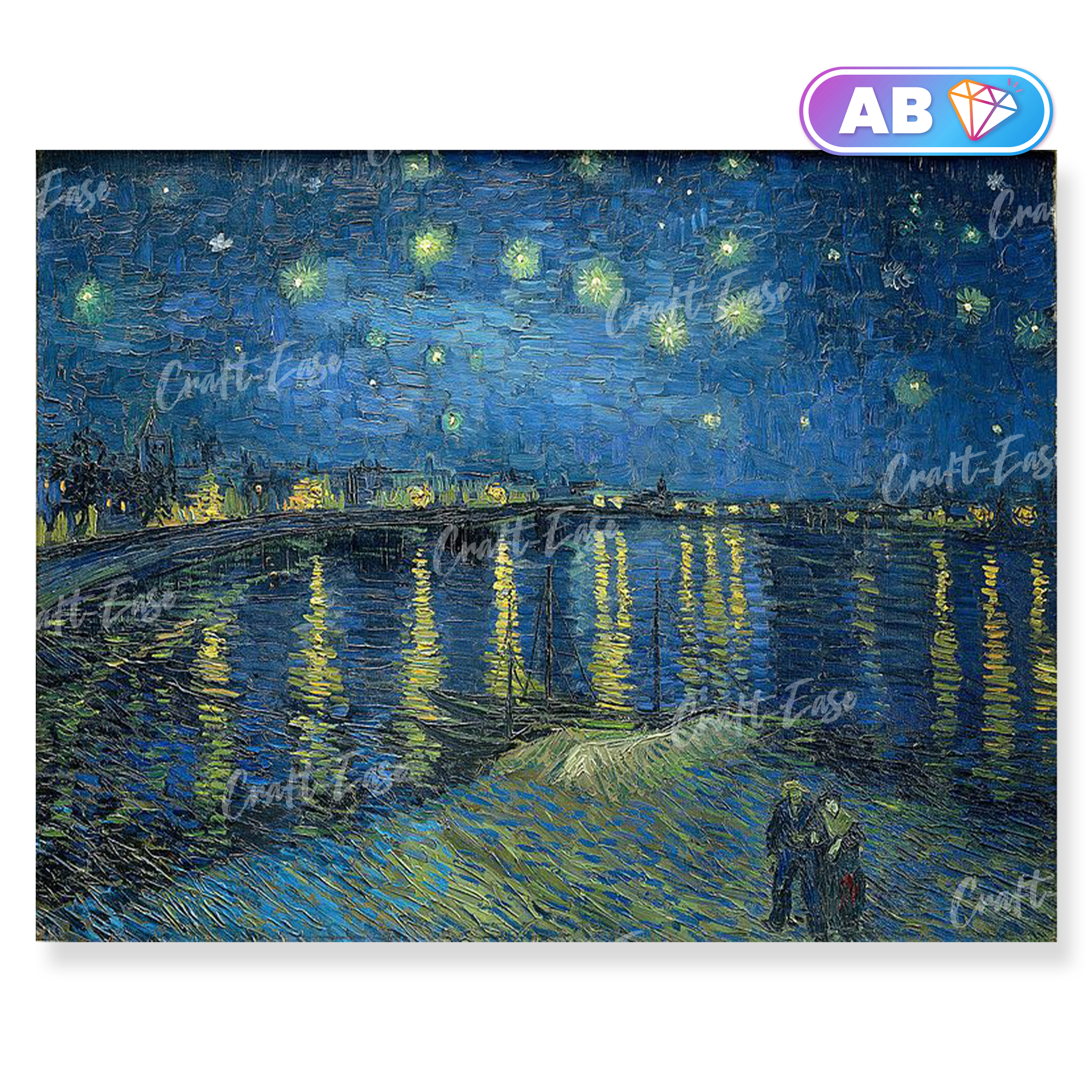 Kit de pintura diamante "Noite estrelada sobre o Ródano" Craft-Ease (40 x 50 cm) 