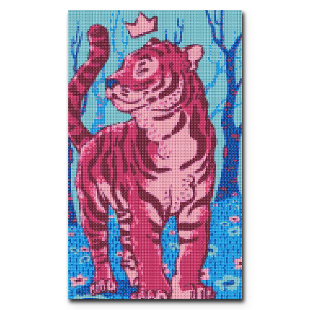 Pink Blue Tiger - Diamond Painting Kit