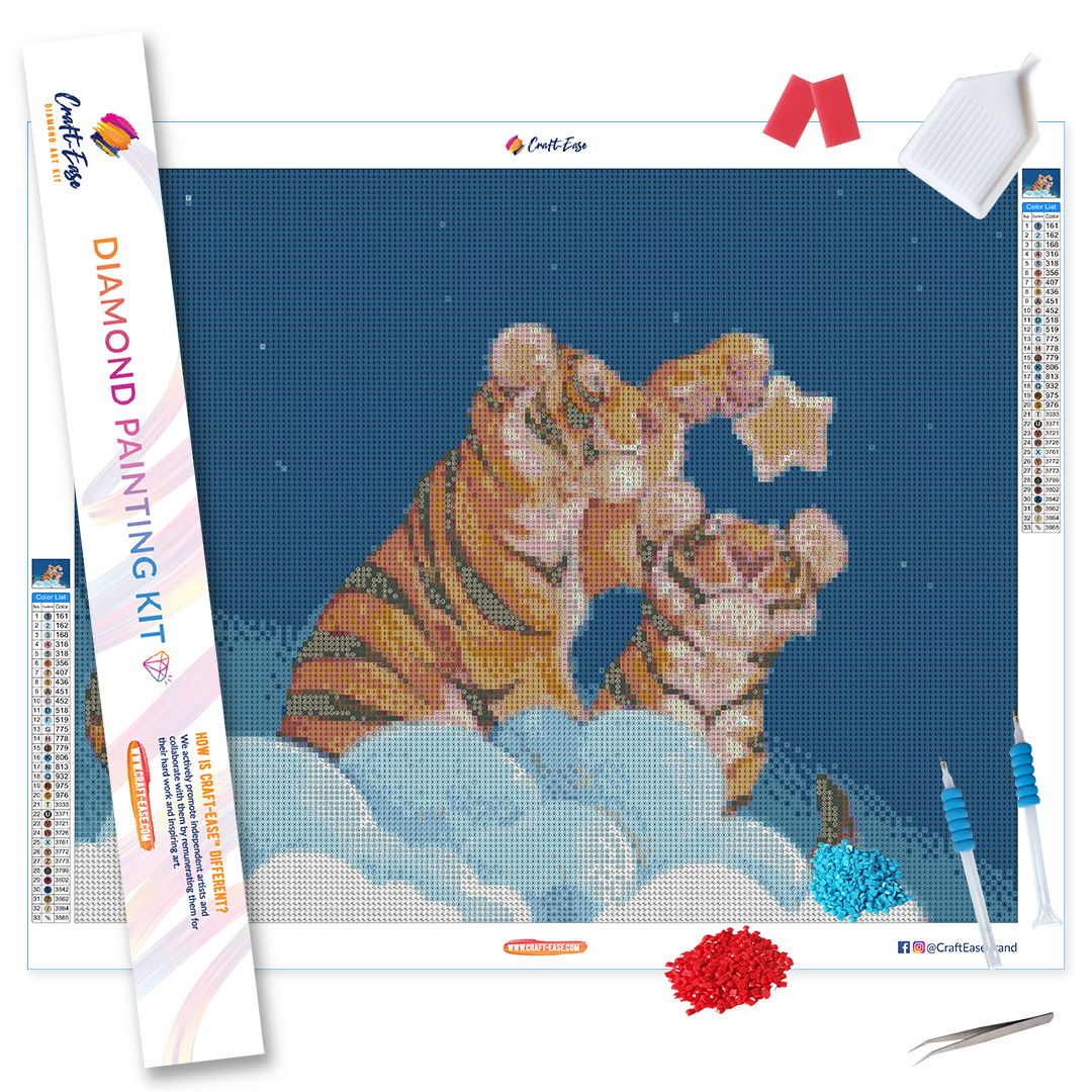 Kit de peinture diamant « Tiger Cups » Craft-Ease™ (Plusieurs tailles)